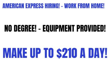 American Express Hiring | Work From Home Job | No Degree | Make Up To $210 A Day Equipment Provided