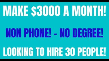 Make $3000 A Month | Non Phone | No Degree | Looking To Hire 30 People Work From Home Job Hiring Now