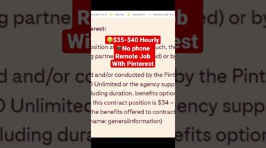 Work from home job with Pinterest. Watch Full workfromhome #onlinejobs #nonphone