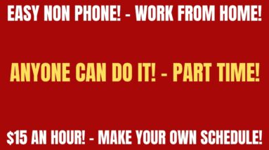 Non Phone | Part Time | Work From Home Job | $15 An Hour | Make Your Own Schedule | Online Job