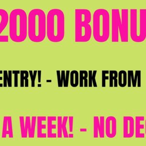 $2000 Bonus! Data Entry - Work From Home Job Hiring Now | $600 A Week Online Job | No Degree