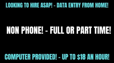 Data Entry Work From Home Job - Non Phone - Part / Full Time | Computer Provided | Up To $18 An Hour