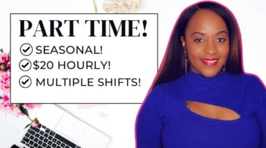 $20 HOURLY & PART TIME! MULTIPLE SHIFT OPTIONS! NEW WORK FROM HOME JOB