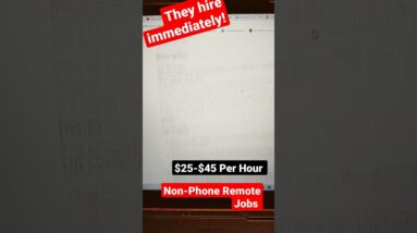 They Hire Immediately!!! $25-$45 Per Hour!!! Non Phone Work From Home Jobs!!!#shorts