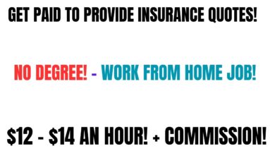 Get Paid To Provide Insurance Quotes No Degree Work From Home Job $12 -$14 An Hour + Commission