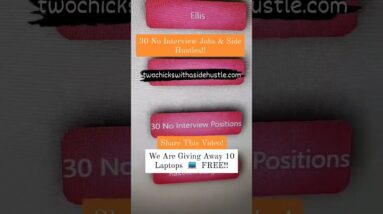 30 No Interview Jobs & Side Hustles! twochickswithasidehustle.com  #jobsearch #workfromhomejobs