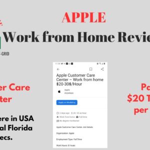 Apple Pays $20 to $30 per hr |Customer Care Center Work from Home Review