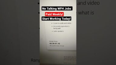 Start Working Immediately!!! No Interview!! No Talking WFH Job!! No Experience Needed!!#shorts