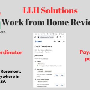 LLH Solutions Pays $26 per hour |Credit Coordinator/Work from Home Review