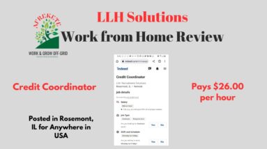 LLH Solutions Pays $26 per hour |Credit Coordinator/Work from Home Review