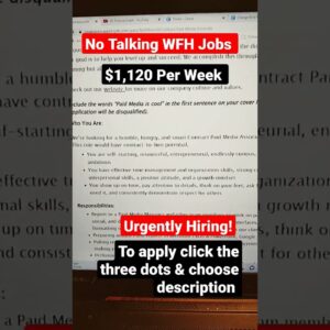No Talking WFH Jobs! $1,120 Per Week! Hiring Immediately!!!!#shorts