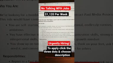 No Talking WFH Jobs! $1,120 Per Week! Hiring Immediately!!!!#shorts