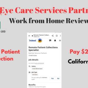 Eye Care Services Partner Pays $20 per hour | Remote Patient Collection Work from Home Review