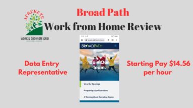 Broad Path Pays up to $14.56 per hour | Data Entry Representative Work from Home Review
