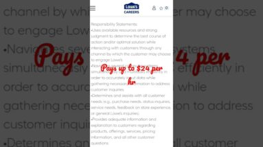 Lowes Pays up to $24.00 per hour / remote work from home MISSOURI residents