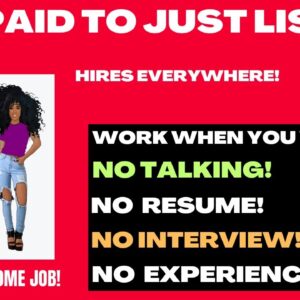 No Talking!  - Non Phone Work From Home Job | No Interview | Listen To Calls Work When You Want